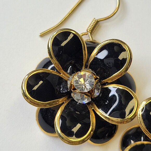 Black Flower Earrings - Picture 3 of 6